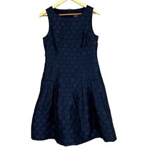 Bigio Collection Dress Women 4 Navy Blue Textured Sleeveless Mod 60s Made in USA